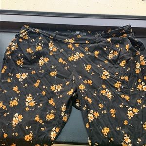 Torrid black and yellow floral stretchy pants